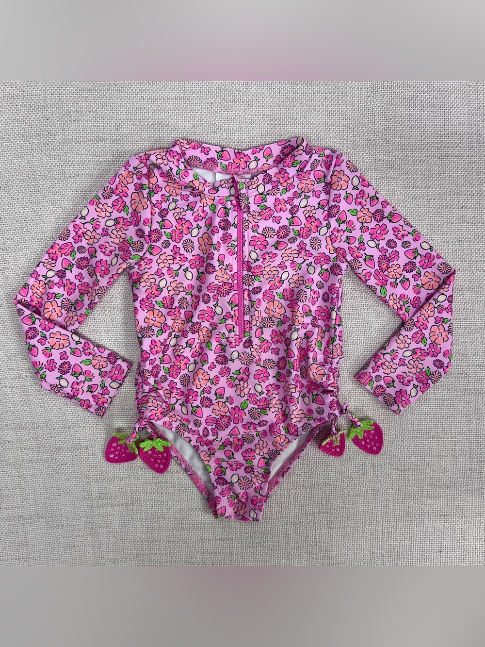 Nicole Miller Girls Floral Rash Guard Swimsuit 3T
